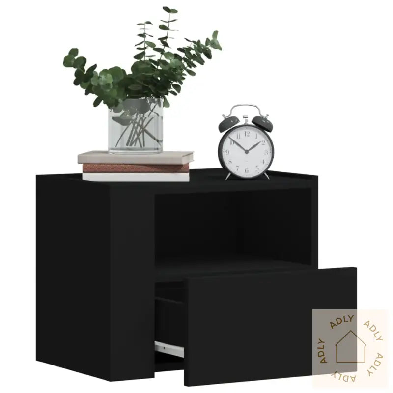 Veggmontert Nattbord Svart 45X30X35 Cm