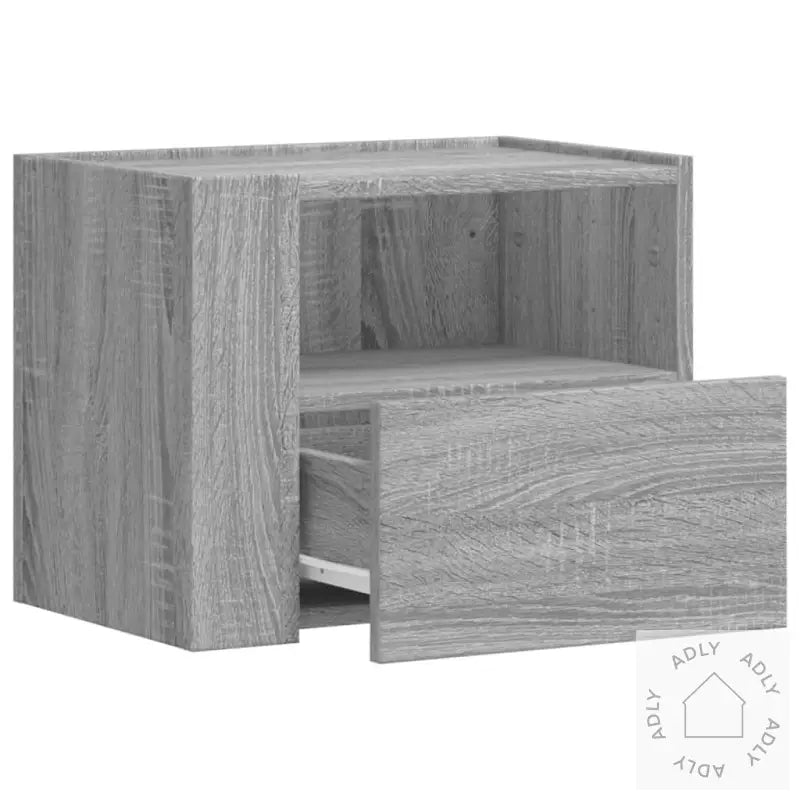 Veggmonterte Nattbord 2 Stk Grå Sonoma 45X30X35 Cm
