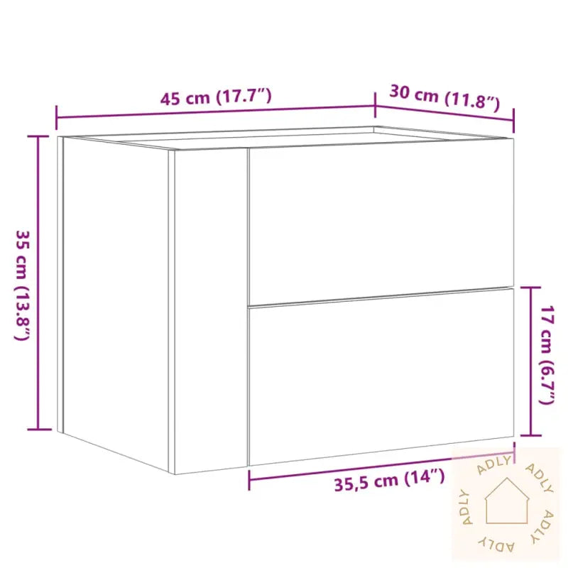 Veggmontert Nattbord Hvit 45X30X35 Cm