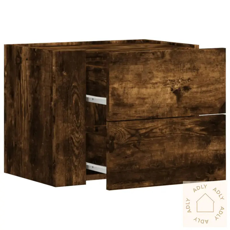 Veggmonterte Nattbord 2 Stk Røkt Eik 45X30X35 Cm