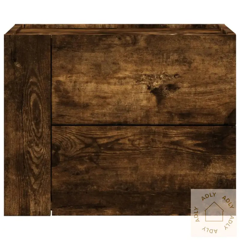 Veggmonterte Nattbord 2 Stk Røkt Eik 45X30X35 Cm