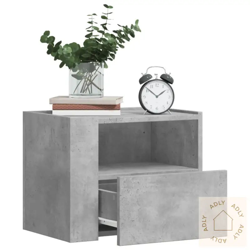 Veggmonterte Nattbord 2 Stk Betonggrå 45X30X35 Cm
