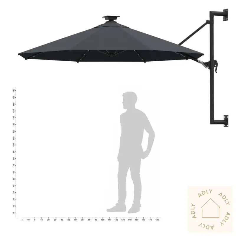 Vegghengt Hageparasoll Med Led 300 Cm Antrasitt