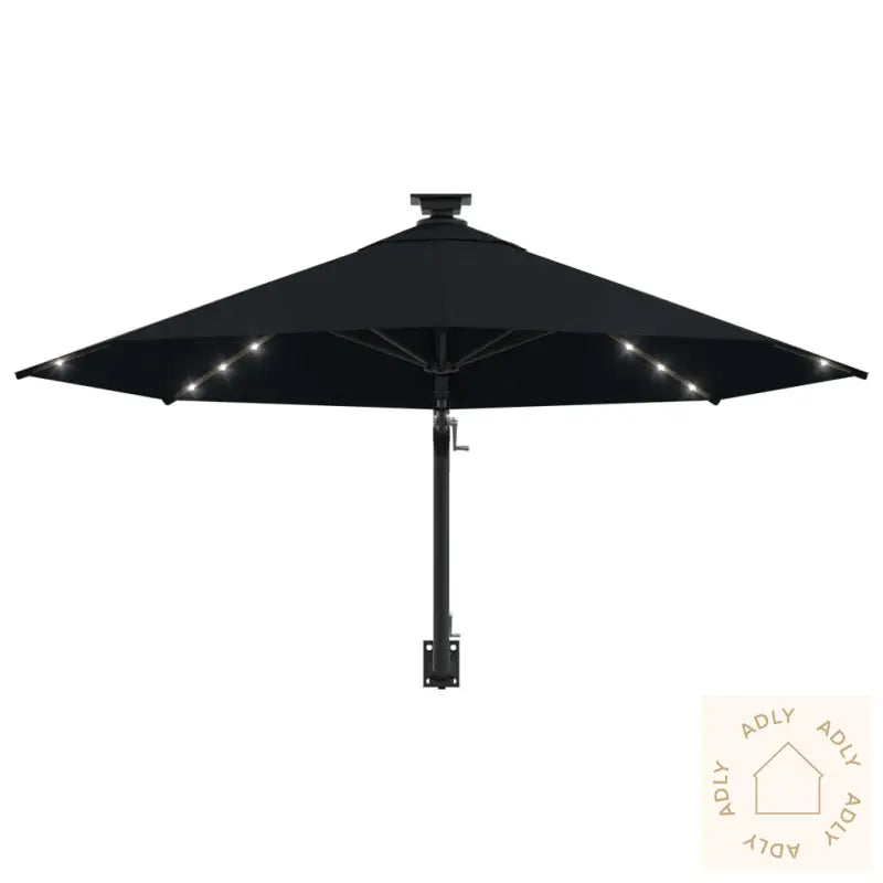 Vegghengt Hageparasoll Med Led 300 Cm Svart