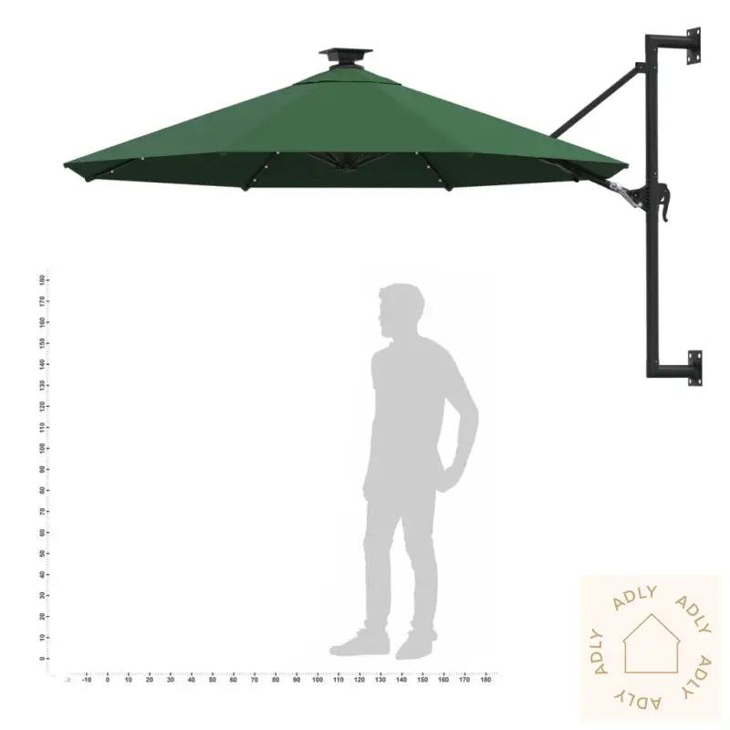 Vegghengt Hageparasoll Med Led 300 Cm Grønn