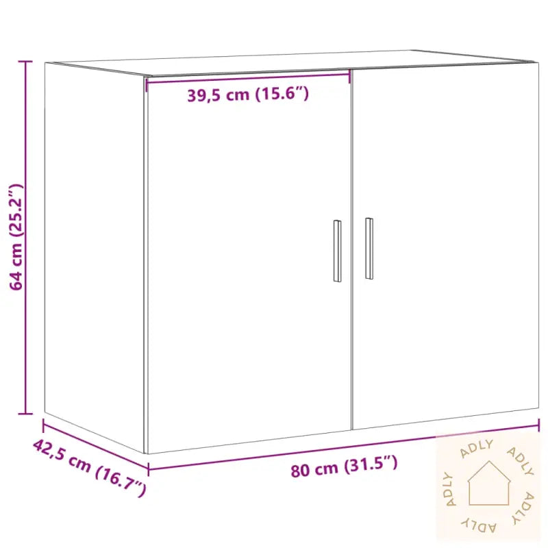 Veggskap Brun Eik 80X42,5X64 Cm Konstruert Tre