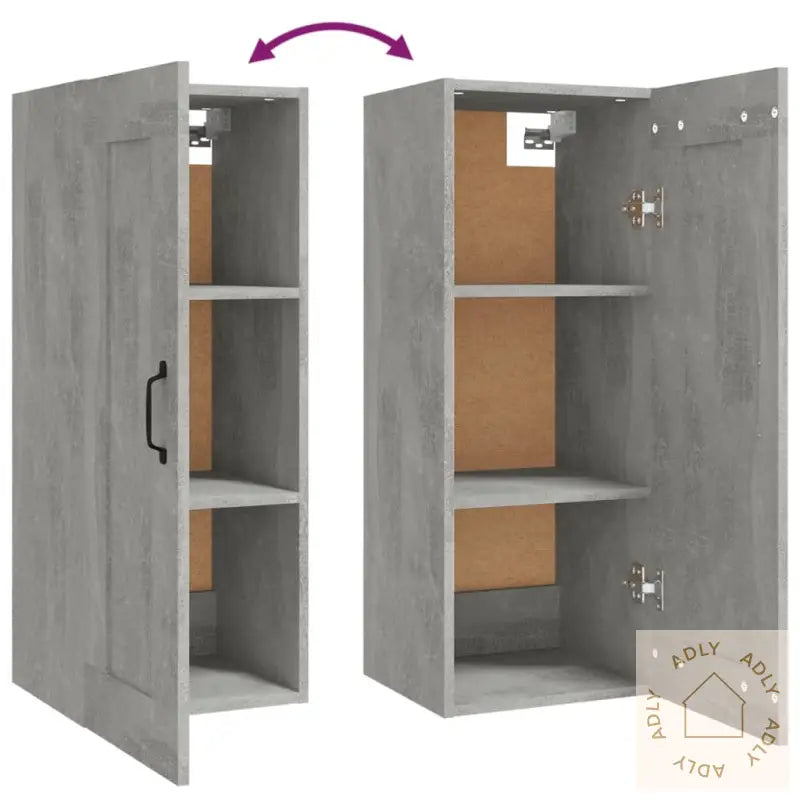 Veggskap Betonggrå 35X34X90 Cm Konstruert Tre