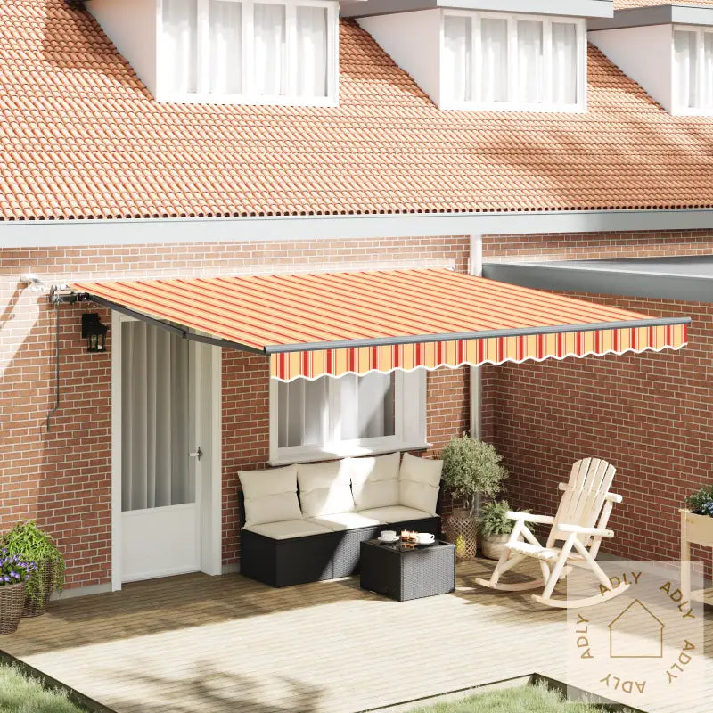 Automatisk Uttrekkbar Markise Med Led I Gult Og Oransje 400X300 Cm