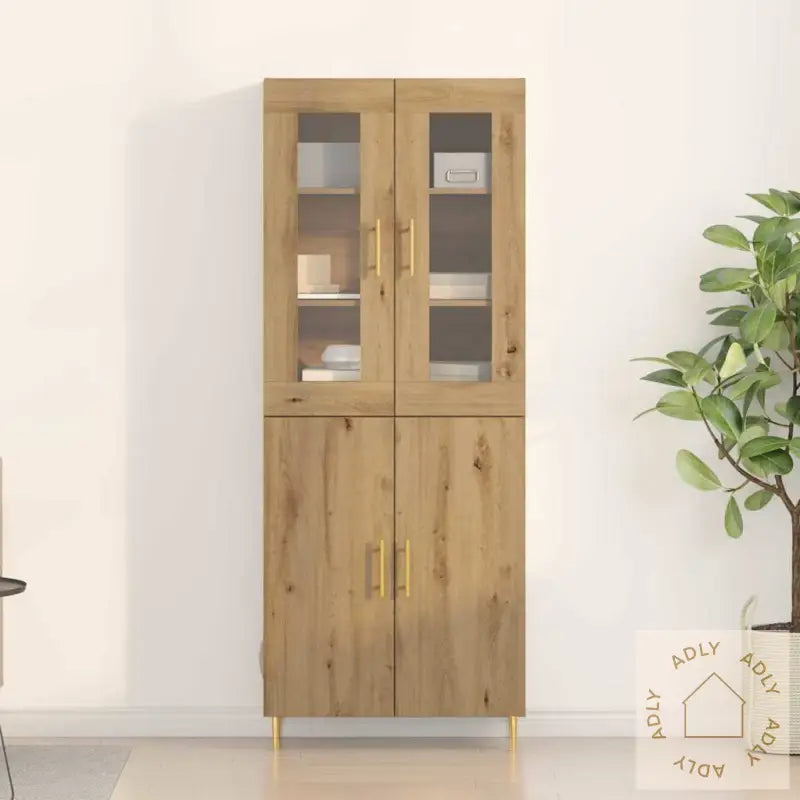 Highboard Håndlaget Eik 69.5X34X180 Cm Konstruert Tre