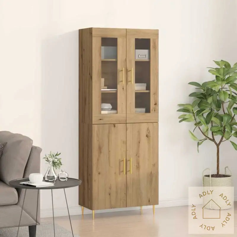 Highboard Håndlaget Eik 69.5X34X180 Cm Konstruert Tre