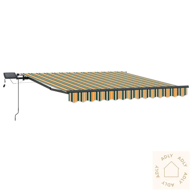 Manuell Uttrekkbar Markise Med Led Grønn Og Gul 300X250 Cm