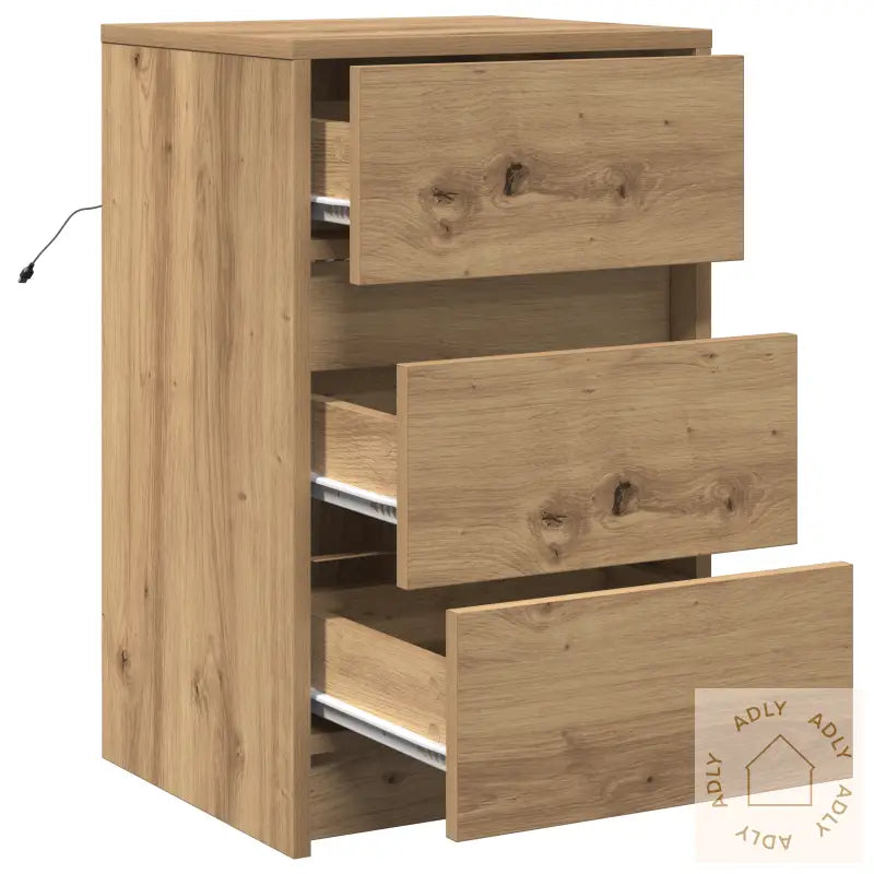 Nattbord Med Led Lys Artisan Eik Lagd Tre