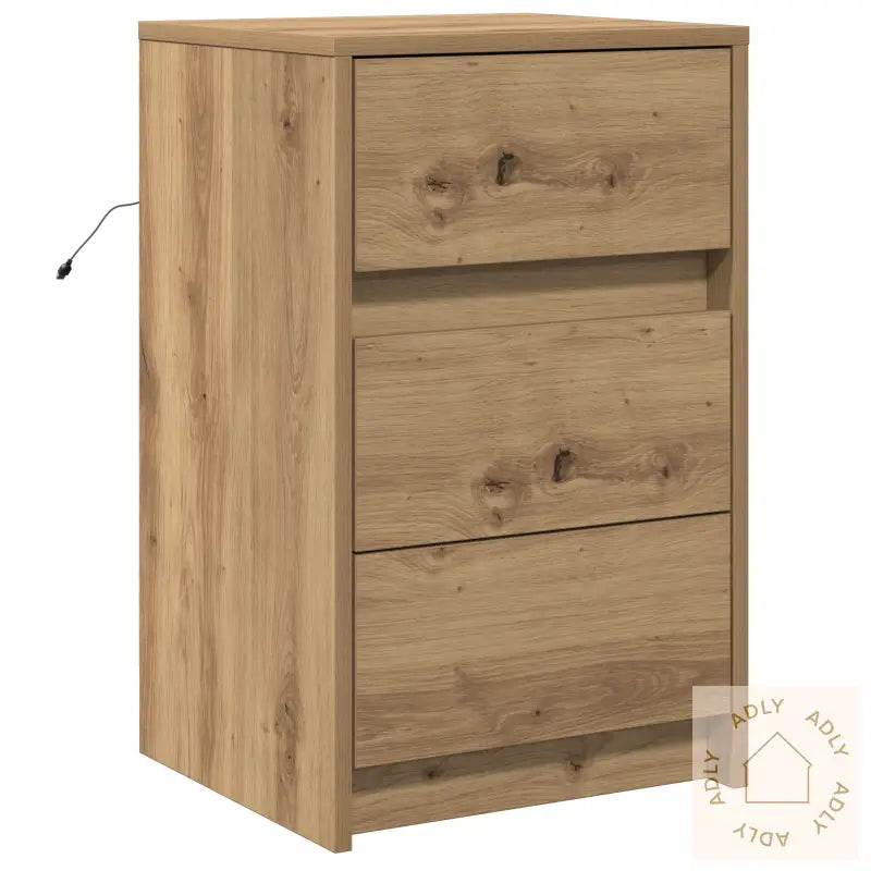 Nattbord Med Led Lys Artisan Eik Lagd Tre