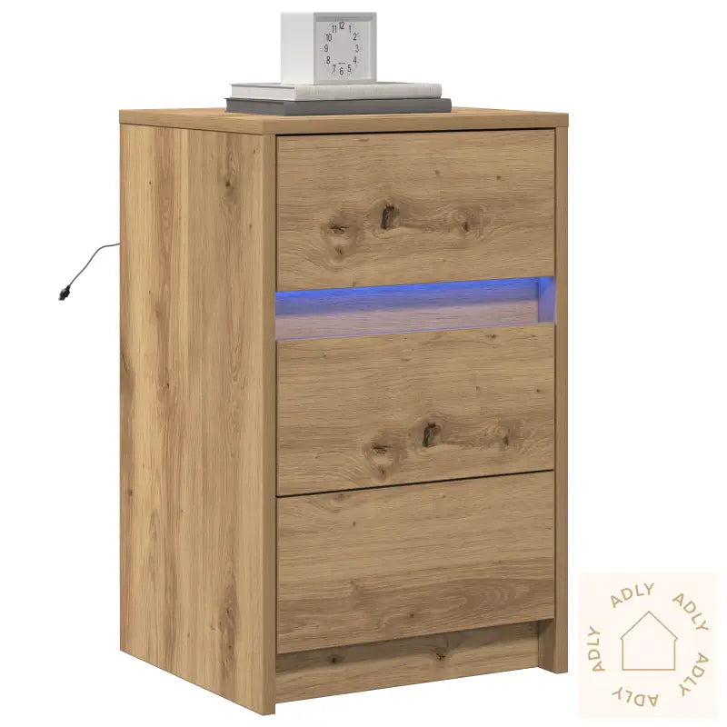 Nattbord Med Led Lys Artisan Eik Lagd Tre