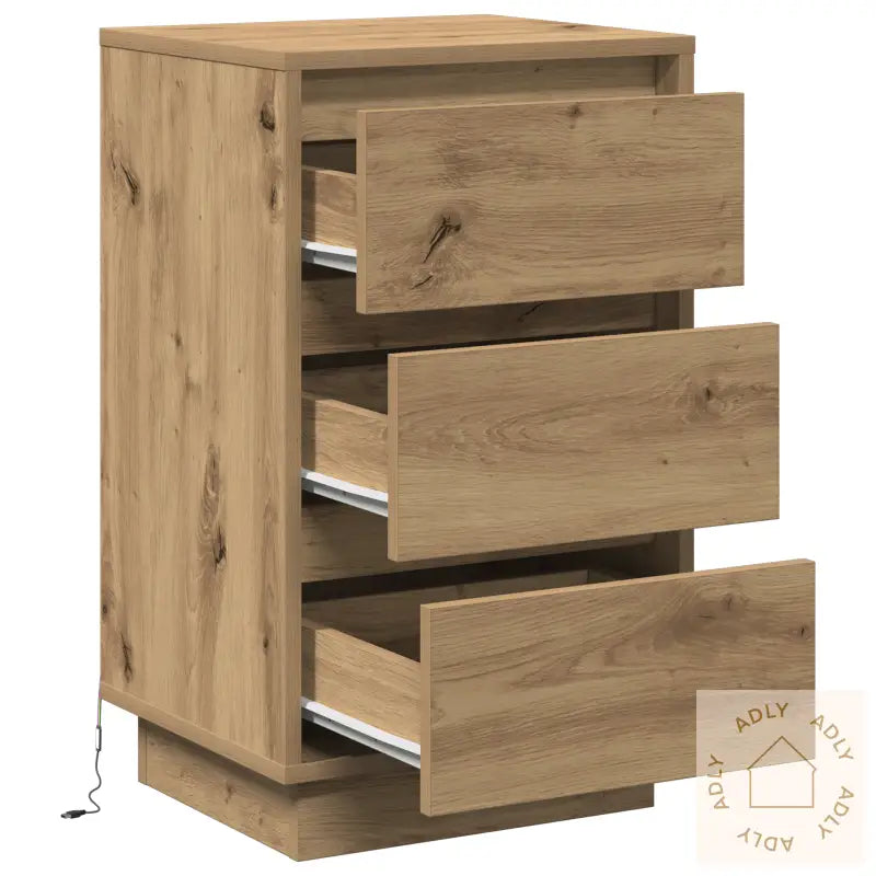 Nattbord Med Led Artisan Eik 39X34.5X65 Cm Konstruert Tre