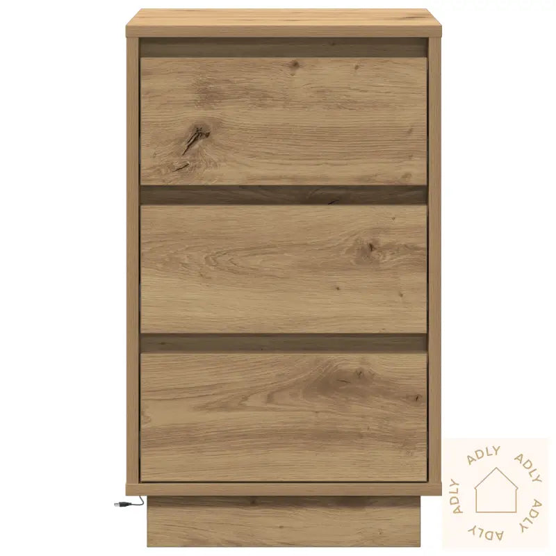 Nattbord Med Led Artisan Eik 39X34.5X65 Cm Konstruert Tre