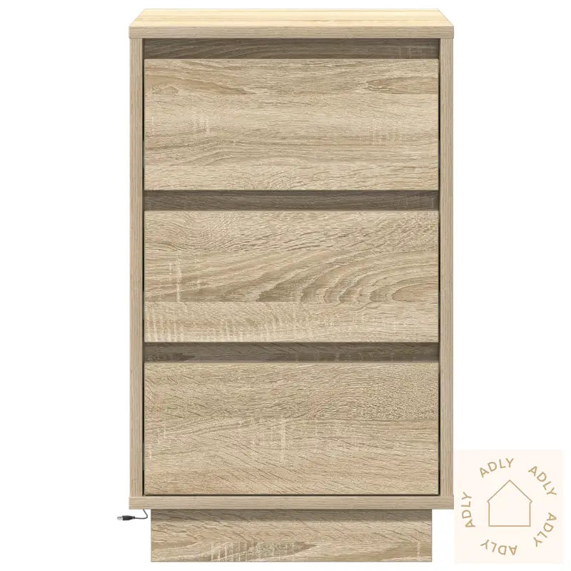 Nattbord Med Led Sonoma Eik 39X34,5X65 Cm Konstruert Tre