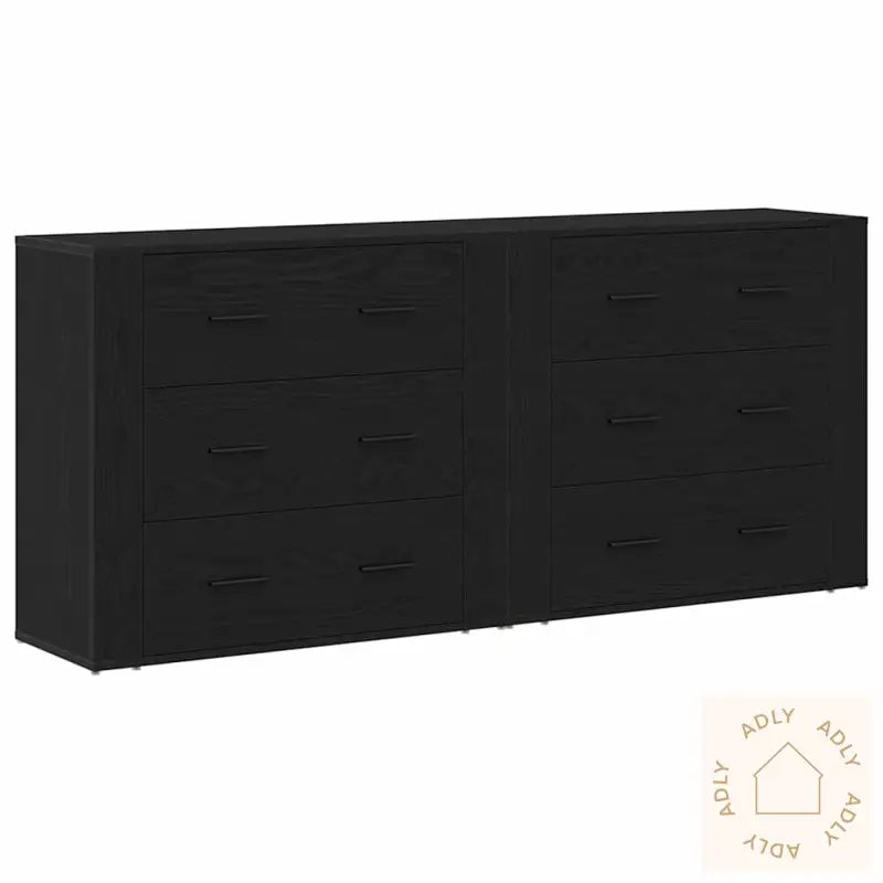 Sideboards 2 Stk Svart Eik Konstruert Tre