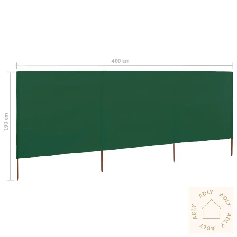 Vindskjerm 3 Paneler Stoff 400X160 Cm Grønn