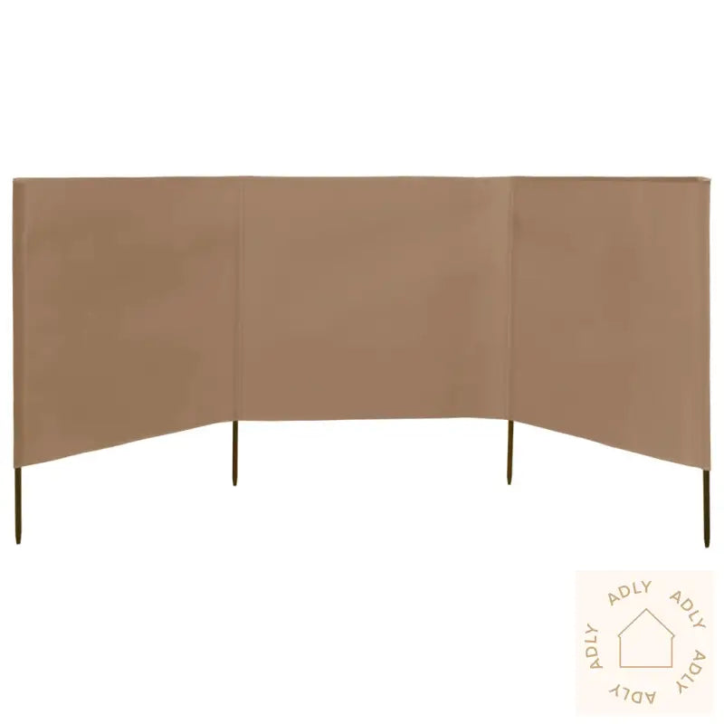 Vindskjerm 3 Paneler Stoff 400X160 Cm Gråbrun