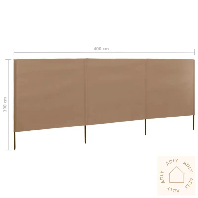 Vindskjerm 3 Paneler Stoff 400X160 Cm Gråbrun