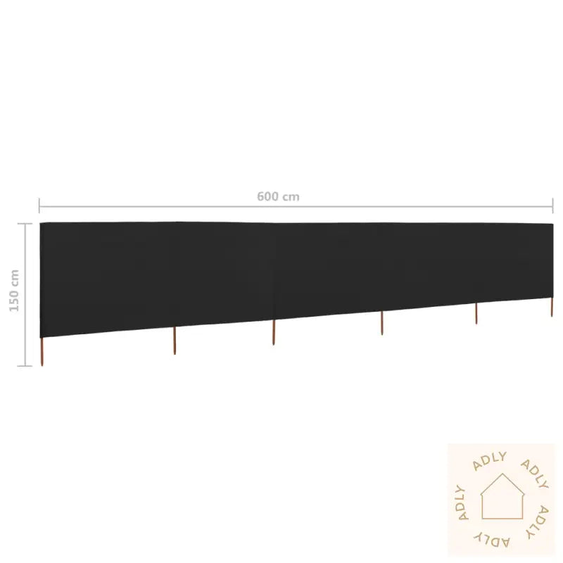 Vindskjerm 5 Paneler Stoff 600X120 Cm Svart