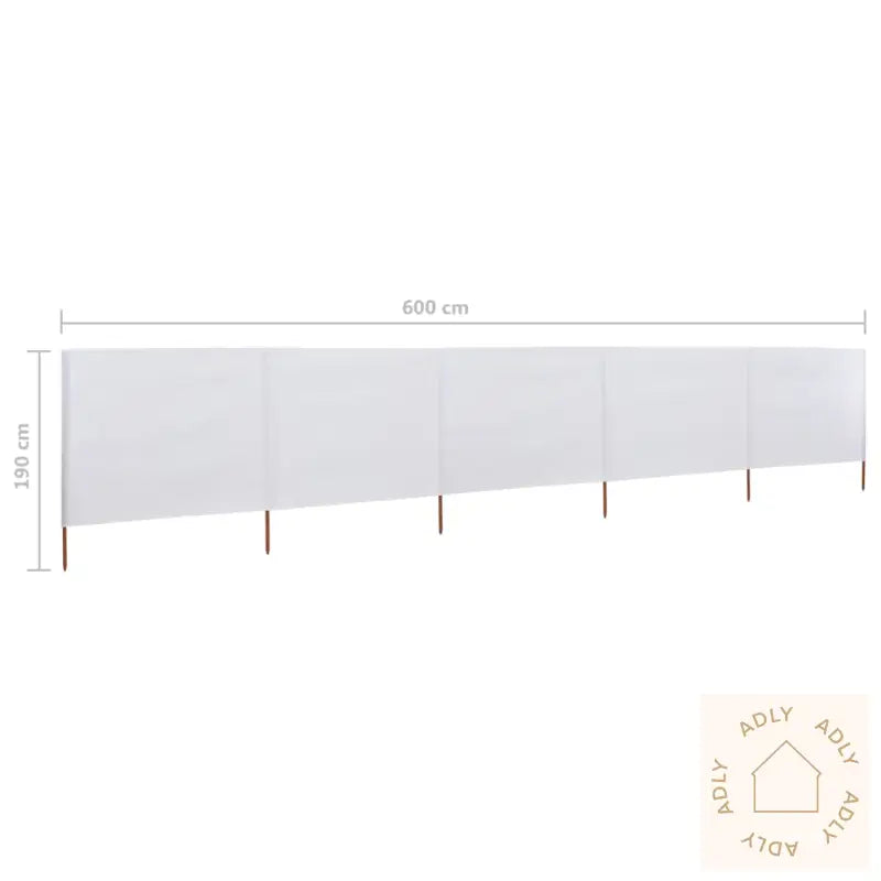 Vindskjerm 5 Paneler Stoff 600X160 Cm Sandhvit