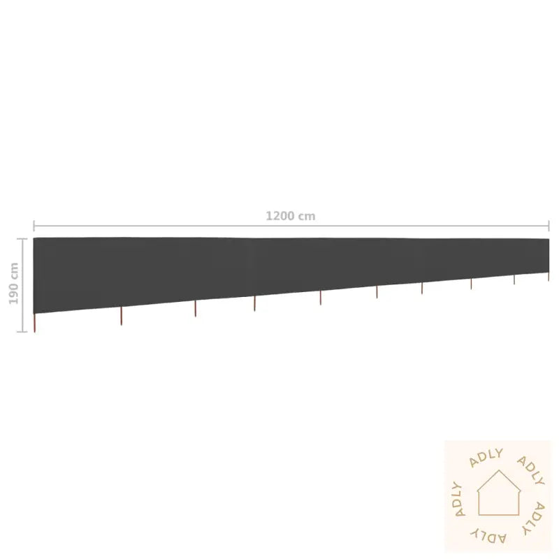 Vindskjerm 9 Paneler Stoff 1200X160 Cm Antrasitt
