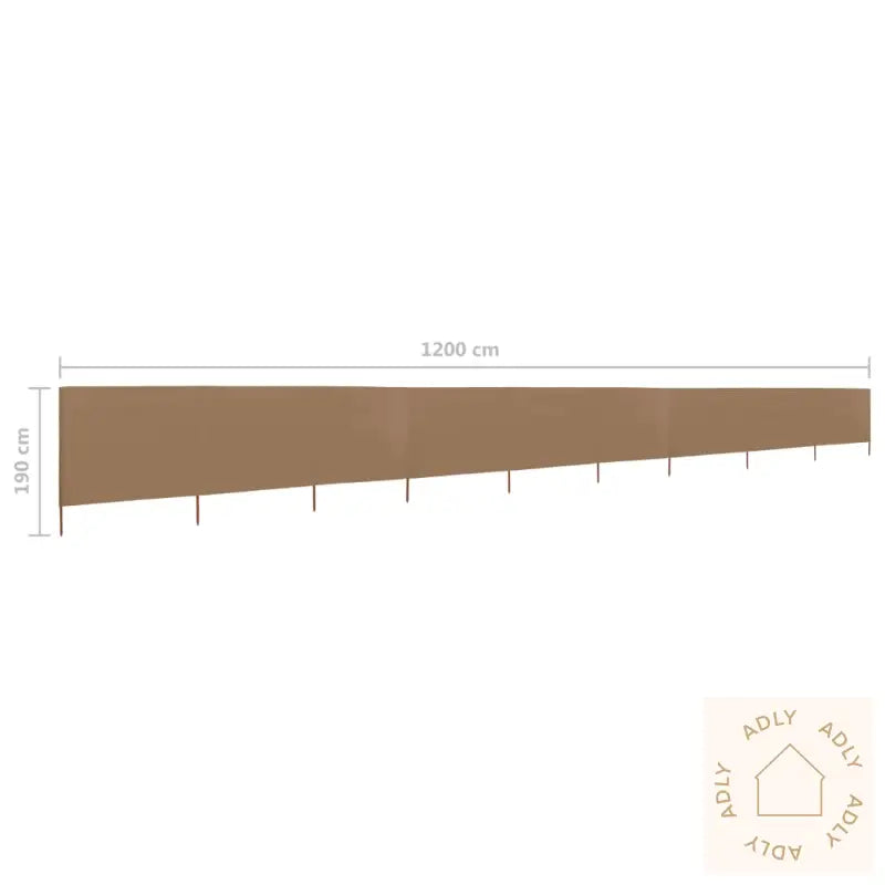 Vindskjerm 9 Paneler Stoff 1200X160 Cm Gråbrun