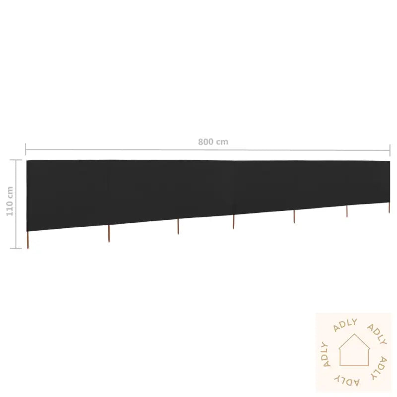 Vindskjerm 6 Paneler Stoff 800X80 Cm Svart