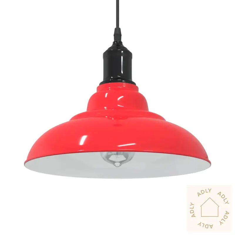 Pendellampe Høydejusterbar E27 Glans Rød Ø 31 Cm Metall
