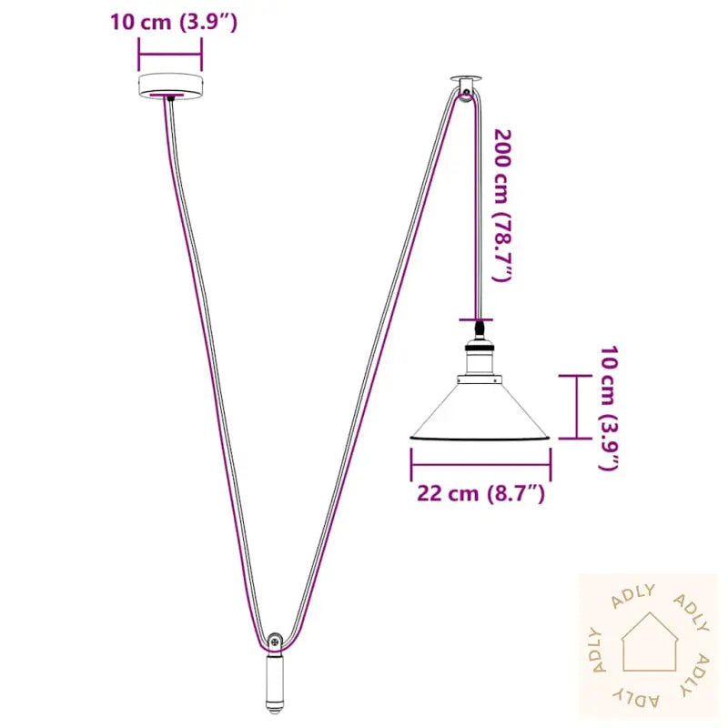 Pendellampe Høydejusterbar E27 Glans Grå Ø 22 Cm Metall