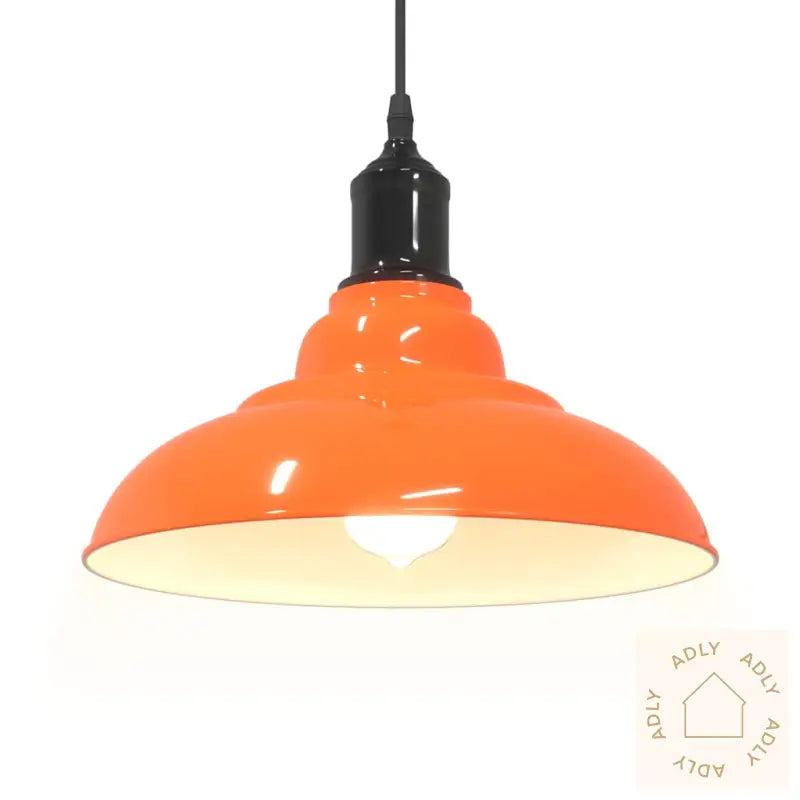 Pendellampe Høydejusterbar E27 Glans Oransje Ø 31 Cm Metall