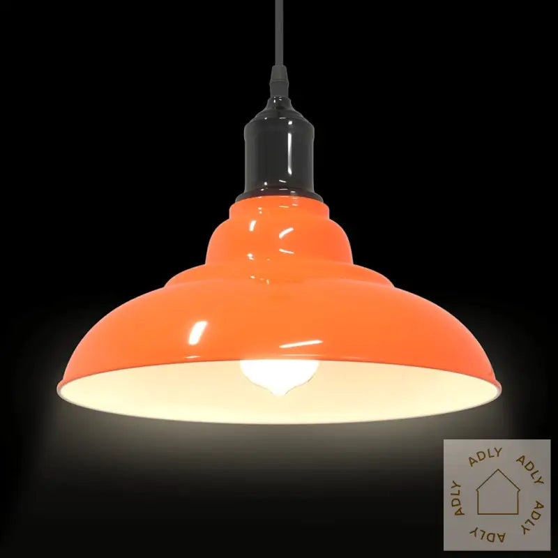 Pendellampe Høydejusterbar E27 Glans Oransje Ø 31 Cm Metall