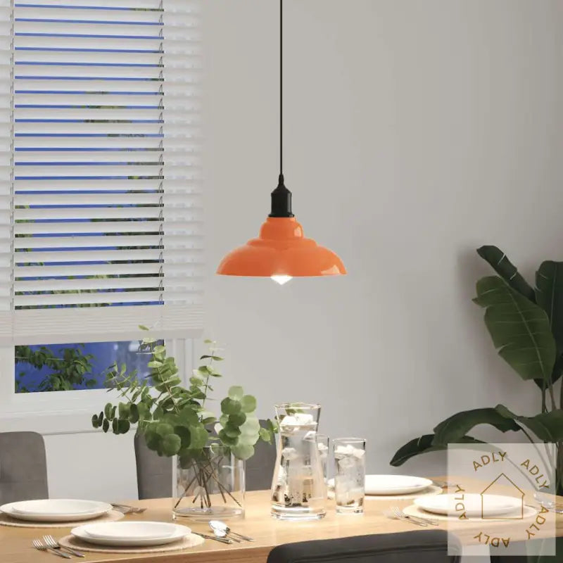 Pendellampe Høydejusterbar E27 Glans Oransje Ø 31 Cm Metall