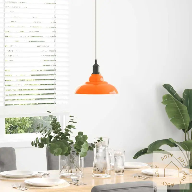 Pendellampe Høydejusterbar E27 Glans Oransje Ø 31 Cm Metall