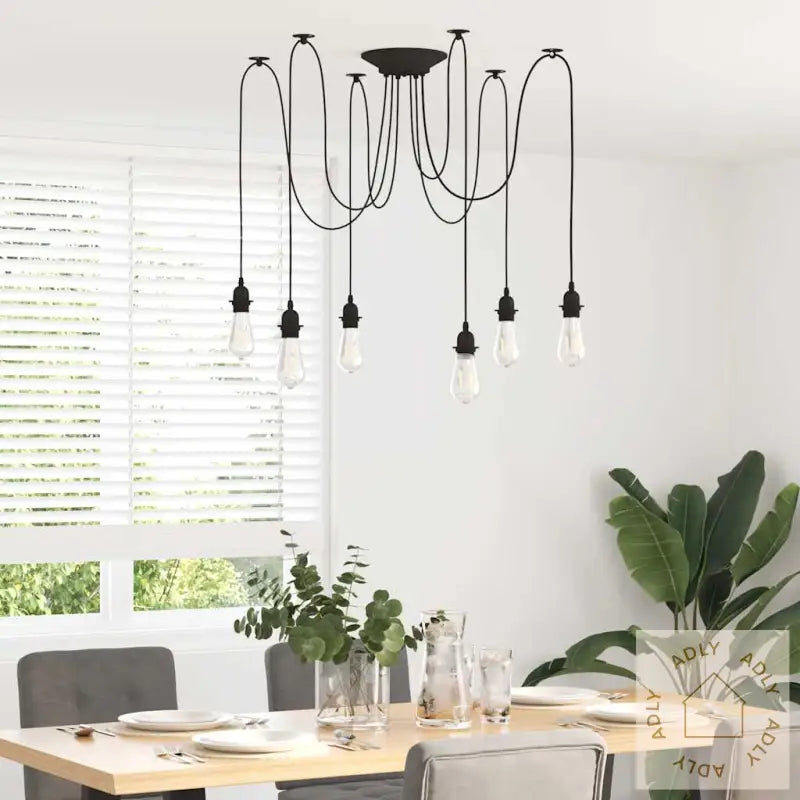 Pendellampe Med 6 Lampeholdere E27 Svart Metal