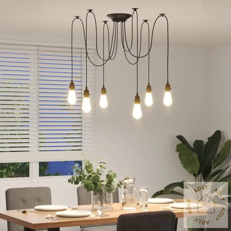 Pendellampe Med 6 Lampeholdere E27 Svart Metal