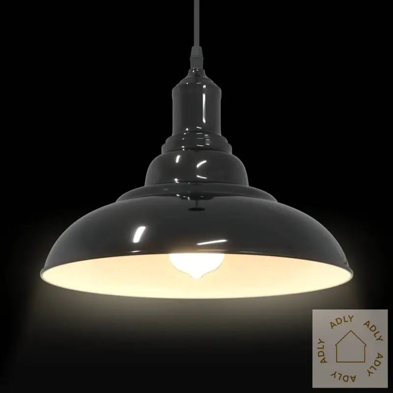 Pendellampe Høydejusterbar E27 Glans Svart Ø 31 Cm Metall