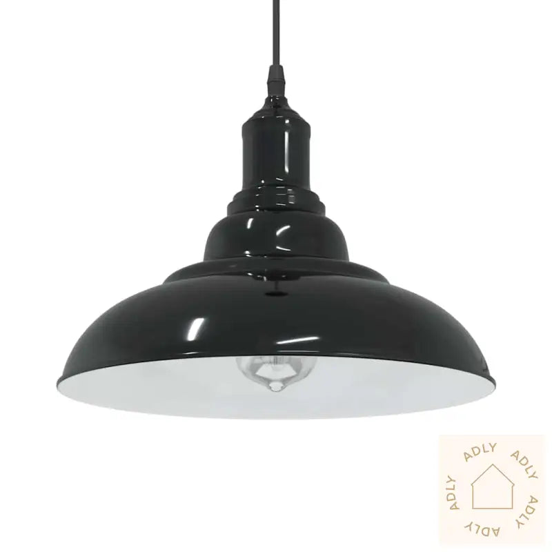 Pendellampe Høydejusterbar E27 Glans Svart Ø 31 Cm Metall