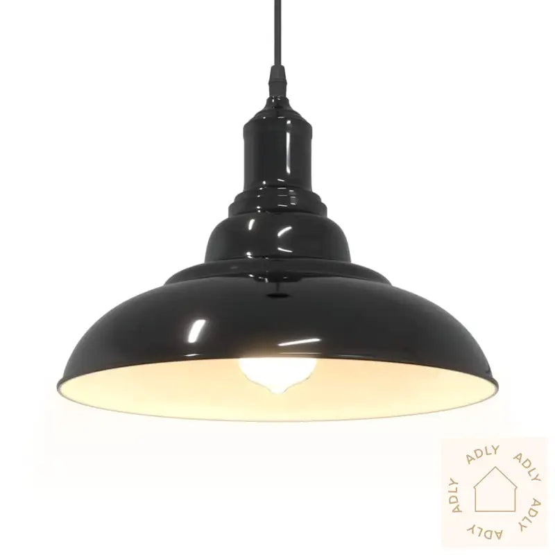 Pendellampe Høydejusterbar E27 Glans Svart Ø 31 Cm Metall