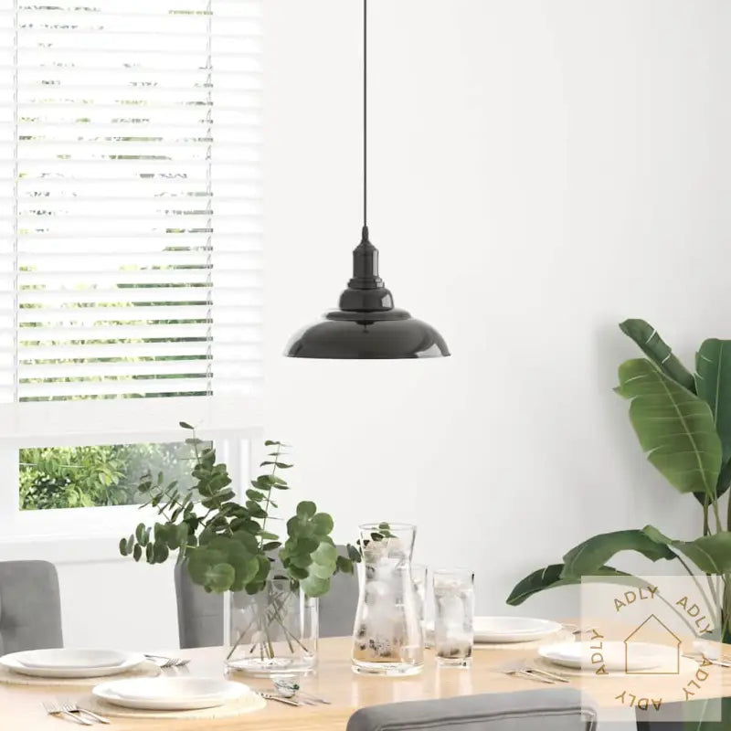 Pendellampe Høydejusterbar E27 Glans Svart Ø 31 Cm Metall