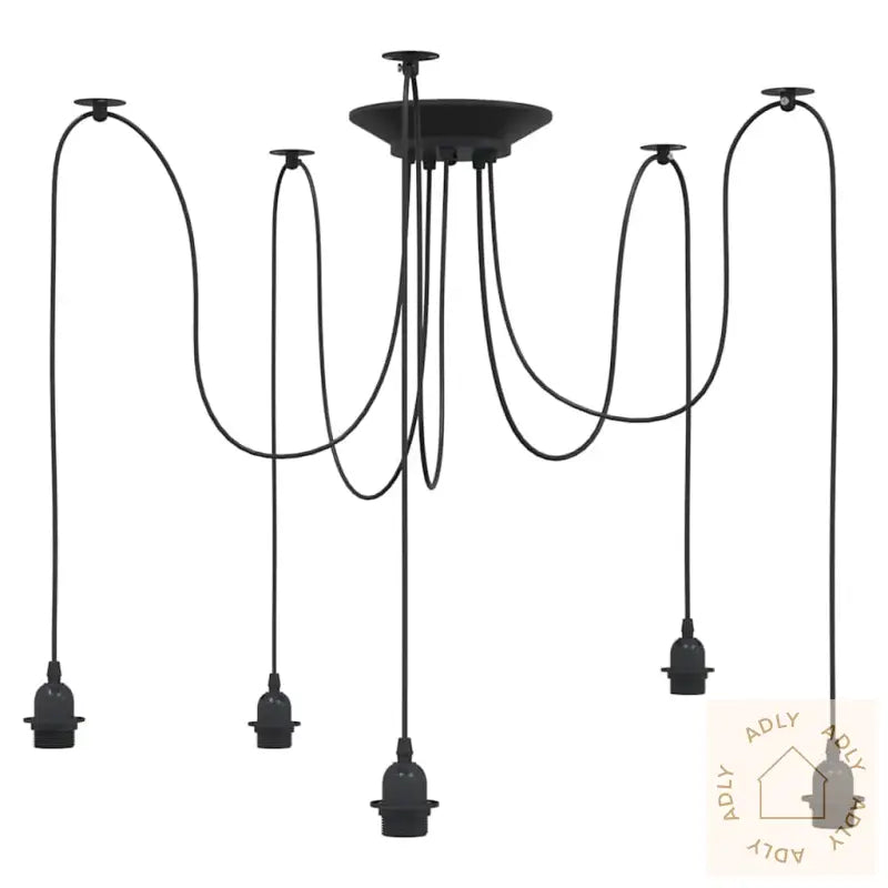 Pendellampe Med 5 Lampeholdere E27 Svart Metal