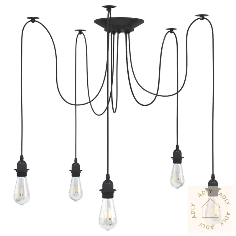 Pendellampe Med 5 Lampeholdere E27 Svart Metal