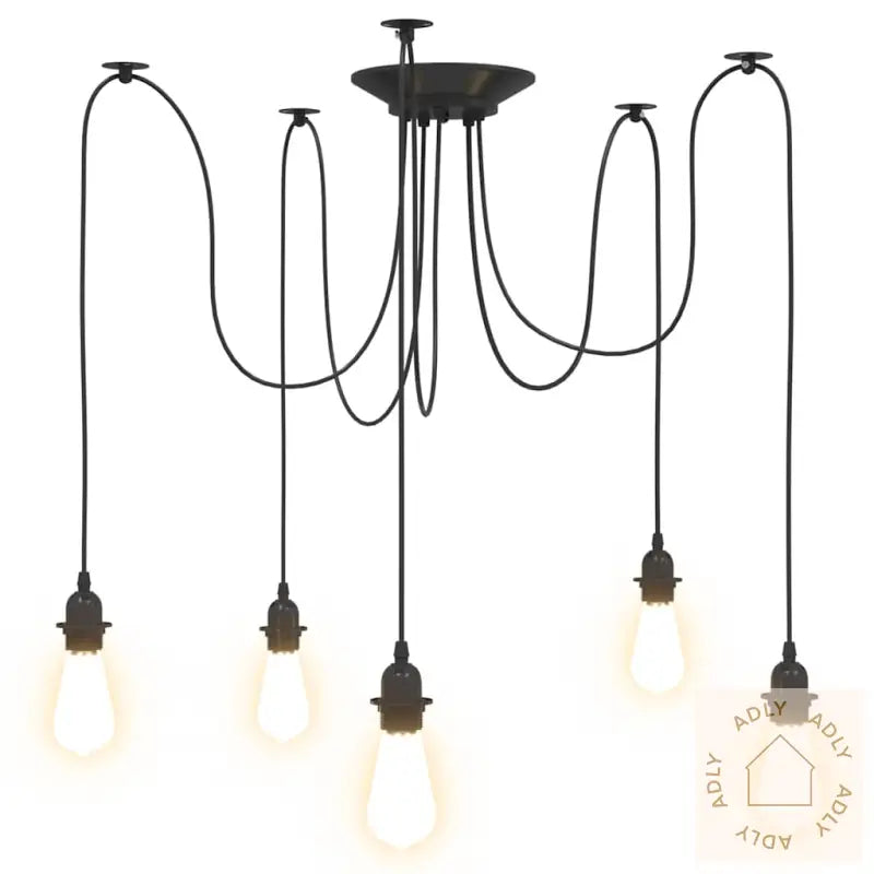 Pendellampe Med 5 Lampeholdere E27 Svart Metal