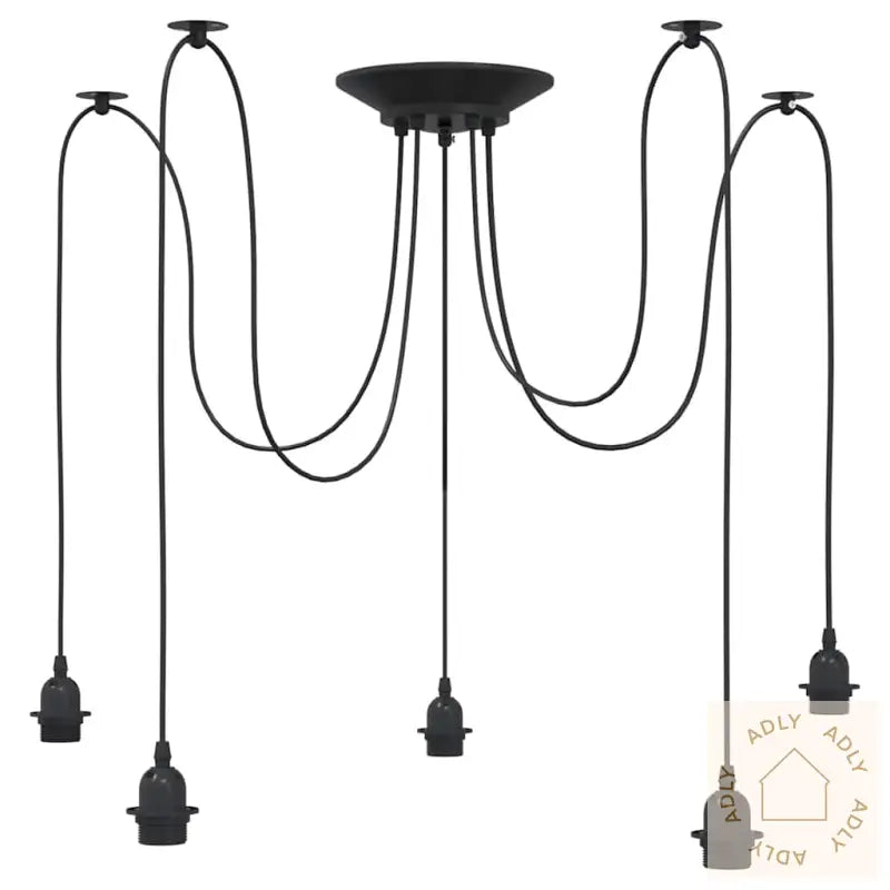 Pendellampe Med 5 Lampeholdere E27 Svart Metal