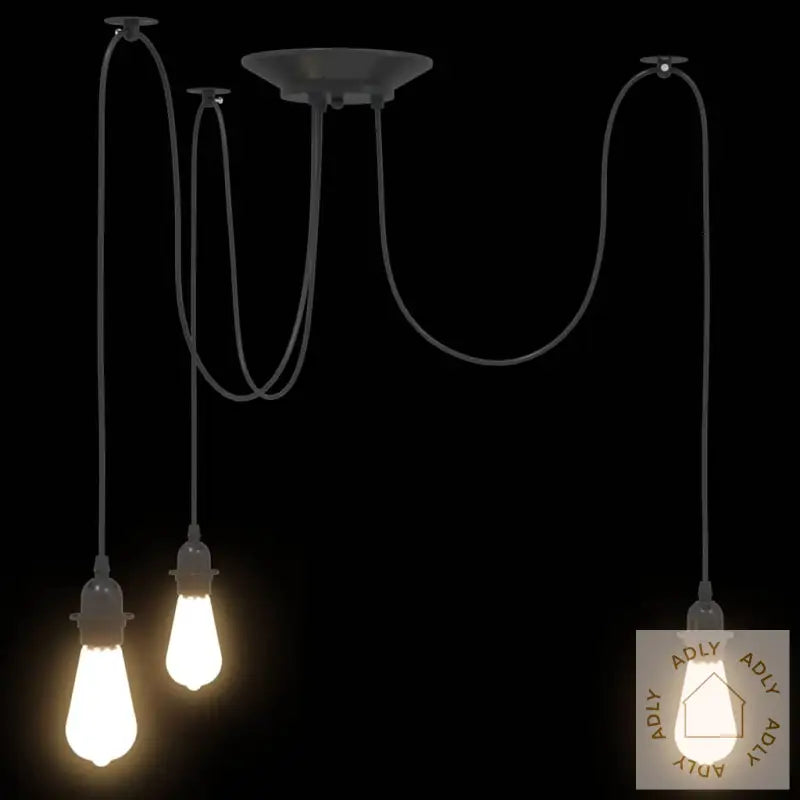 Pendellampe Med 3 Lampeholdere E27 Svart Metal