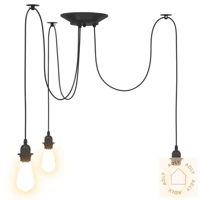 Pendellampe Med 3 Lampeholdere E27 Svart Metal