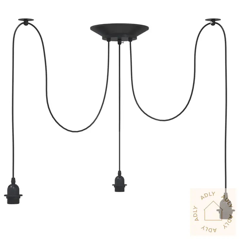 Pendellampe Med 3 Lampeholdere E27 Svart Metal