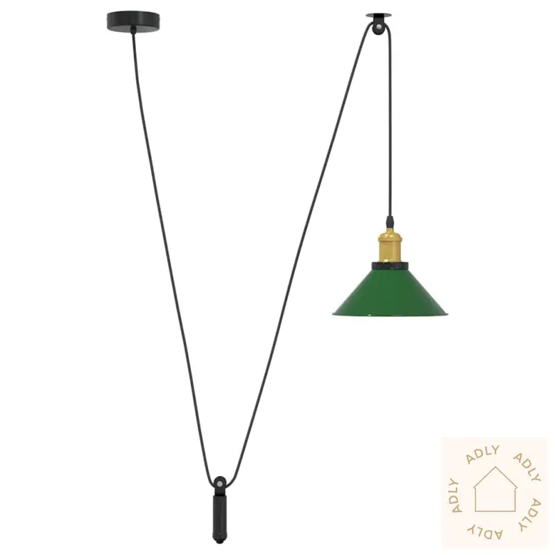 Pendellampe Høydejusterbar E27 Glans Grønn Ø 22 Cm Metall